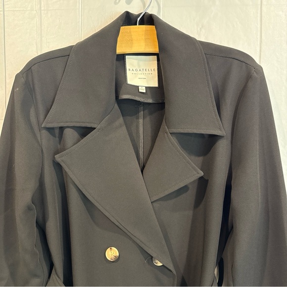 bagatelle Black Double Breasted Belted Trenchcoat - Picture 2 of 7